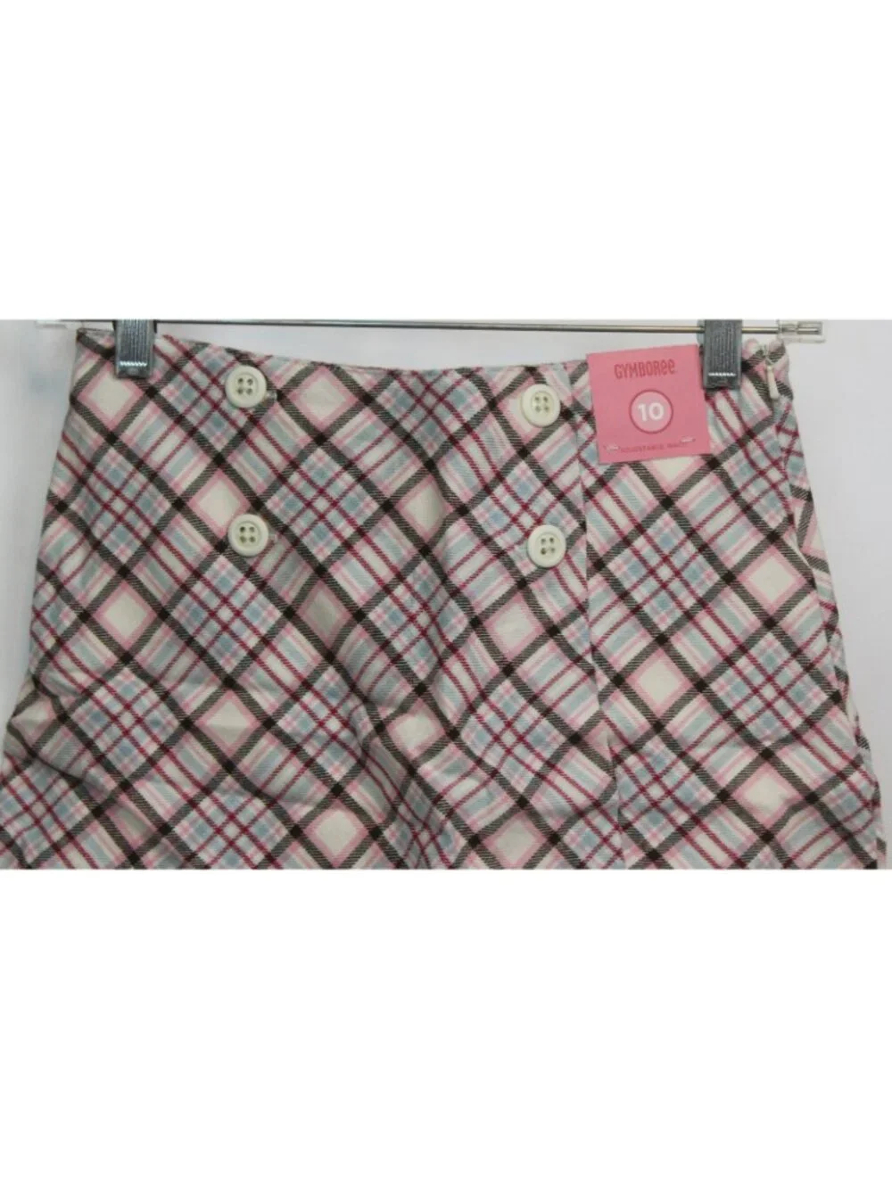 2008 Gymboree Winter Snowflake Button Plaid Tartan Skorts sz 4 Adjustable Waist